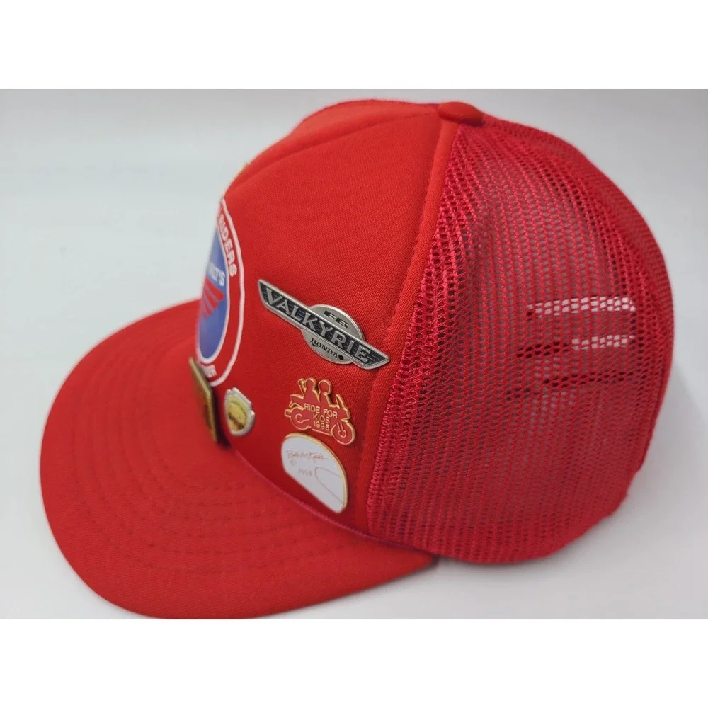 Vtg Honda Riders Ray Wilts Club of Hanover Mesh Snapback Hat Cap w/ Lapel Pins‎